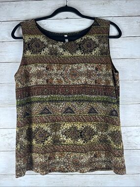 Vintage White Stag Y2K Metallic Gold Floral Brocade Top L/G
